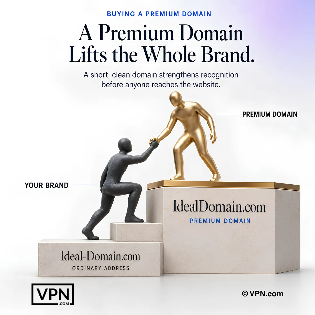 Premium domain lifting a brand from a weaker hyphenated address to a short, authoritative domain.