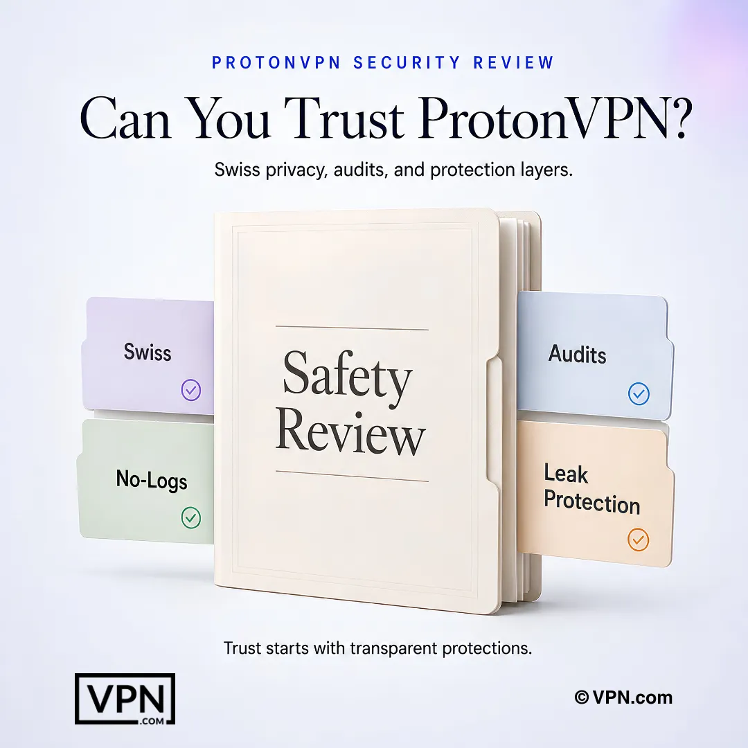 รีวิวความปลอดภัย ProtonVPN ครอบคลุมความเป็นส่วนตัวแบบสวิส การตรวจสอบ นโยบายไม่เก็บล็อก และการป้องกัน leak