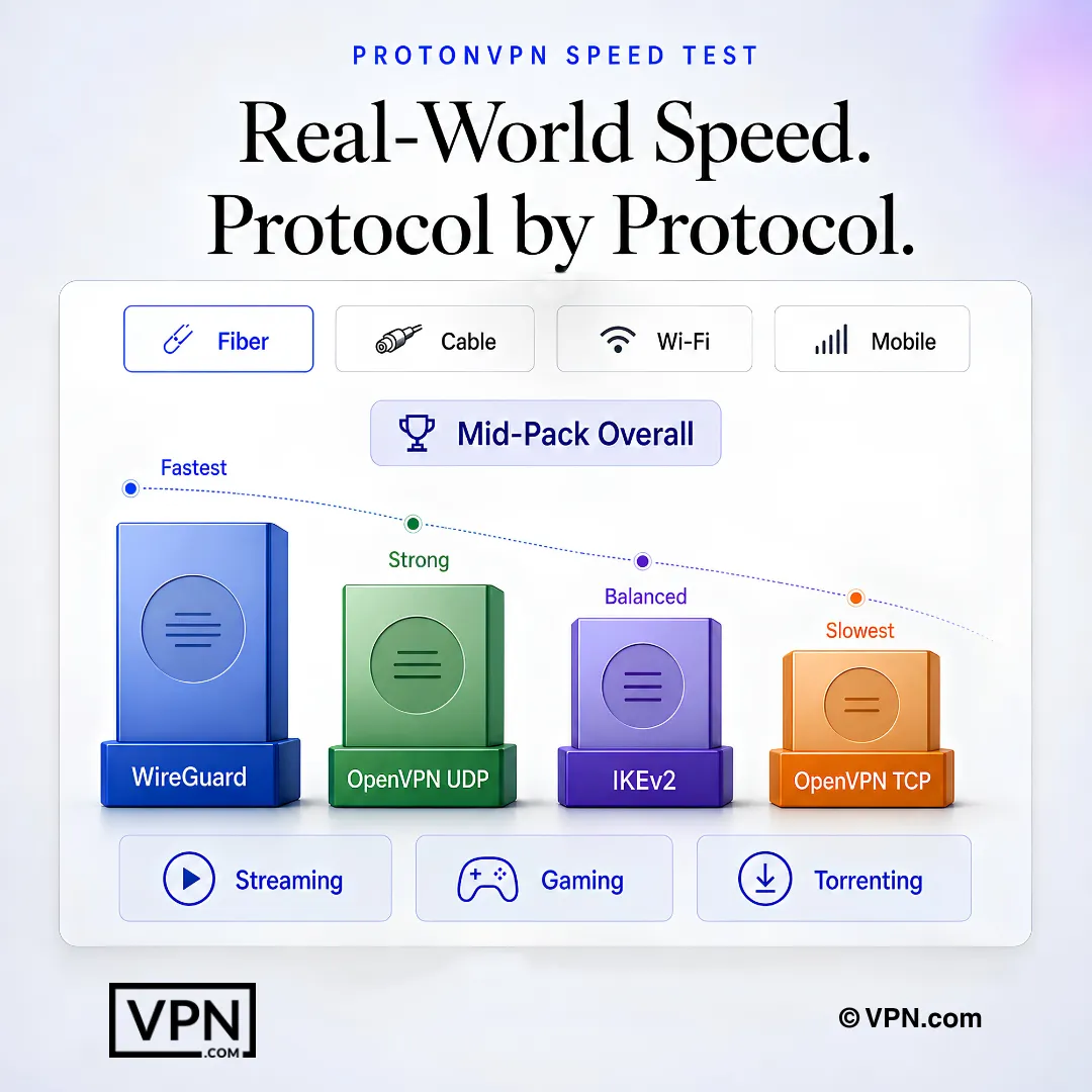 ผลทดสอบความเร็ว ProtonVPN เปรียบเทียบประสิทธิภาพของ WireGuard, OpenVPN UDP, IKEv2 และ OpenVPN TCP
